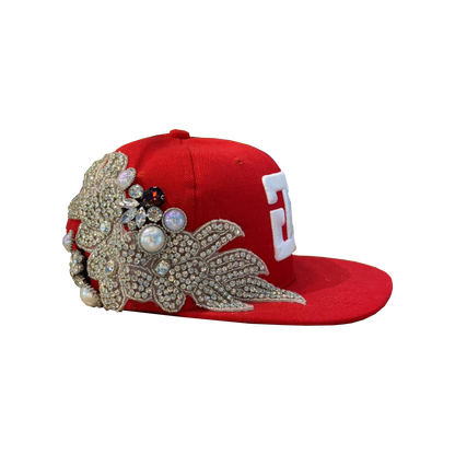 GC GOCRAZY PEARLS HANDMADE BASEBALL CAP (BLACK,RED)